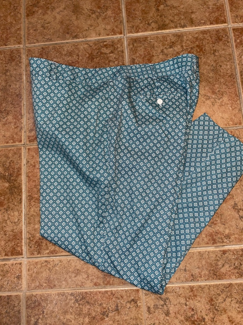 Roz & Ali Teal Geometric Print Pants